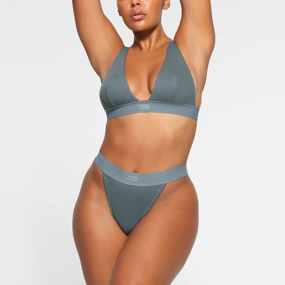 SKIMS Other - SKIMS Cotton Rib Thong Kyanite Size S Nwt